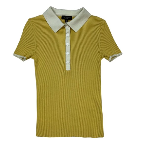 Rag And Bone Libby Short Sleeve Polo Shirt Sweater S Yellow - Picture 15 of 15